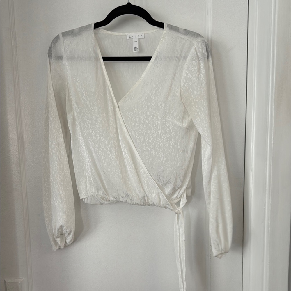 Leith Cream Wrap Tie Front Blouse